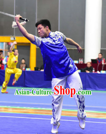 Top Chinese Wushu Kung Fu Sword Uniforms Kungfu Uniform Martial Arts Competition Costumes for Men