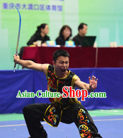 Top Chinese Southern Fist Wu Shu Kung Fu Sword Uniforms Kungfu Uniform Martial Arts Competition Costumes for Men