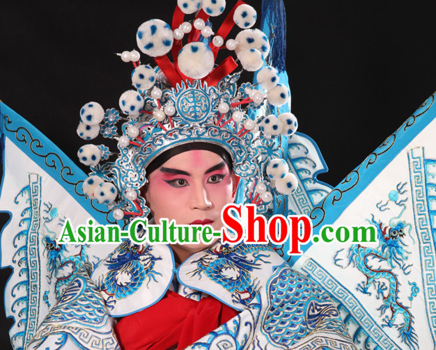 Chinese Traditional Handmade Opera Wu Sheng Military General Superhero Helmet