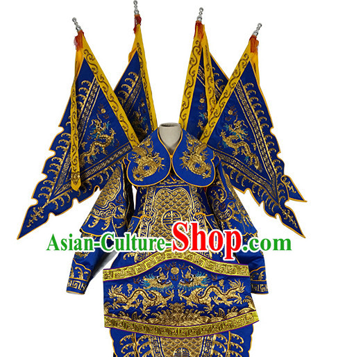 Chinese Beijing Opera Costumes Peking Opera Wu Sheng Embroidered Armor Costumes and Flags for Men