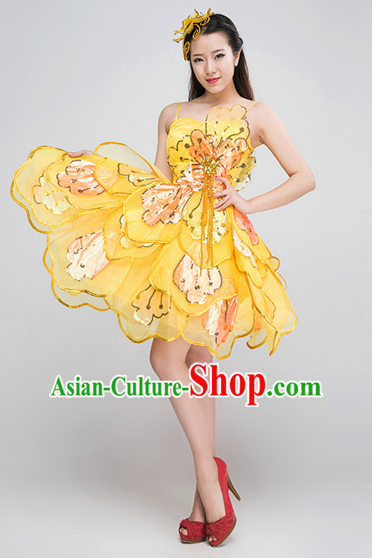 Chinese Professional Dance Costumes and Headpieces Complete Set for Women