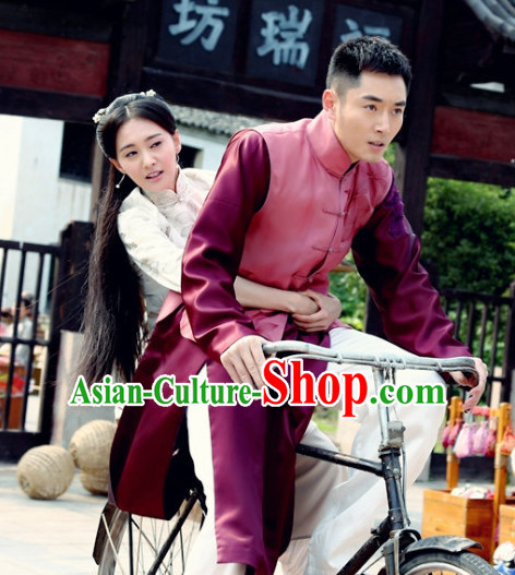 Chinese Minguo Time Mandarin Long Robe Clothes for Men