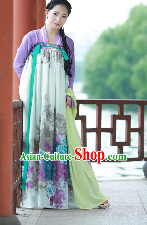 Chinese Traditional Plus Size Dresses Summer Dresses and Headpieces Complete Set for Women