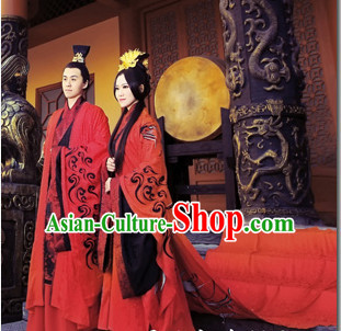 Ancient Chinese Traditional Male and Female Wedding Dresses 2 Complete Sets