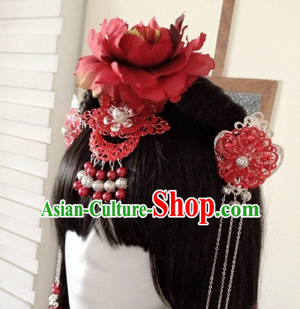 Chinese Style Female Red Wedding Hair Accessories Headpieces