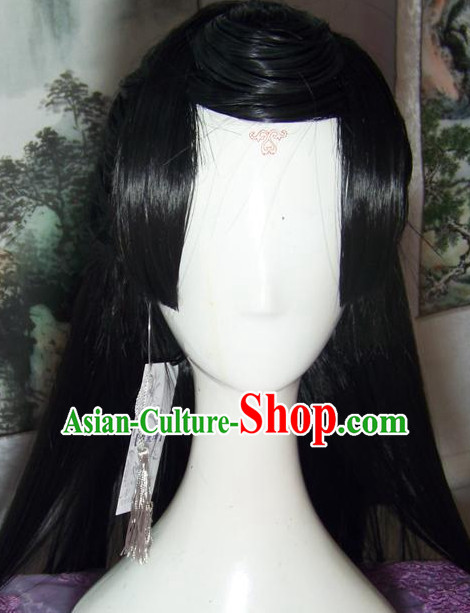 Chinese Style Black Long Wig for Men