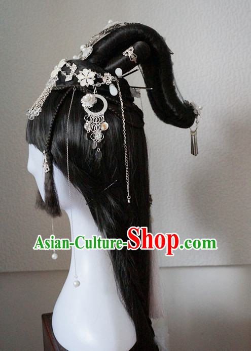Traditional Chinese Empress Wigs and Handmade Hair Pieces Hair Accessories Hair Jewelry Set