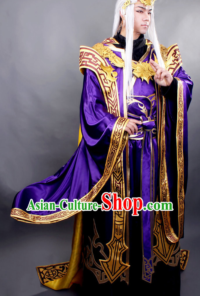 Asia Fashion Top Chinese Emperor Cosplay Halloween Costumes Complete Set for Men