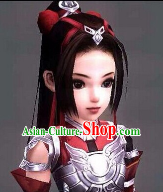 Chinese Ancient Style Long Black Wigs and Hair Accessories for Women
