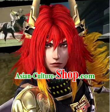 Chinese Ancient Style Kung Fu TV Drama Men's Long Black Wigs