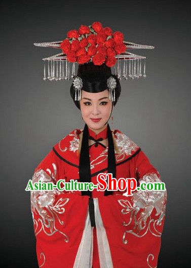 Asian Chinese Traditional Dress Theatrical Costumes Ancient Chinese Clothing Opera Empress Wedding Costumes and Hair Accessories