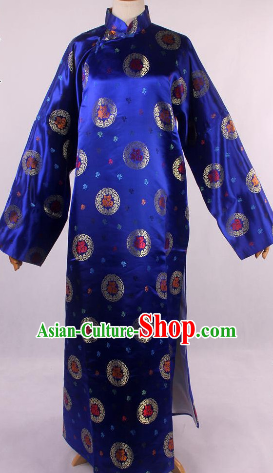 Chinese Traditional Landlord Long Mandarin Robe for Men