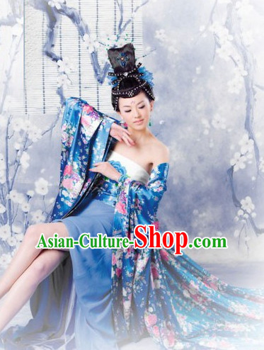 Chinese Traditional Fairy Costumes Classical Dancing Costumes Complete Set for Women with Long Trail