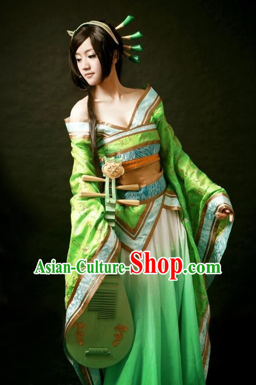 Ancient Chinese Fairy Costumes and Hair Accessories Complete Set