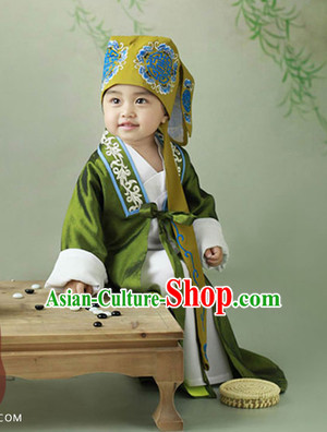 Traditional Chinese Photo Costume Landlord Costumes and Hat Complete Set for Children
