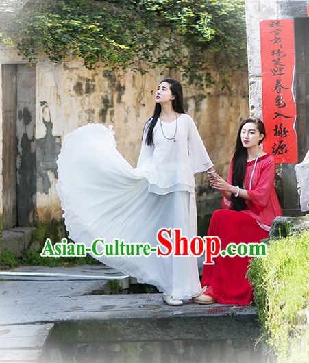 White Oriental Clothing Asian Fashion Chinese Traditional Clothing Shopping online Clothes China online Shop Mandarin Dress Complete Set for Women