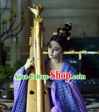 Handmade Chinese Palace Empress Black Wig and Hair Accessories