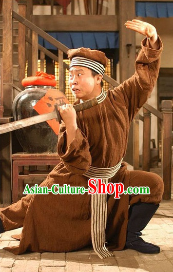 Traditional Chinese Ancient Bodyguard Costumes and Hat Complete Set for Men