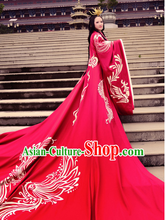 Ancient Chinese Traditional Bridal Wedding Ceremonial Dresses and Headwear Complete Set for Women