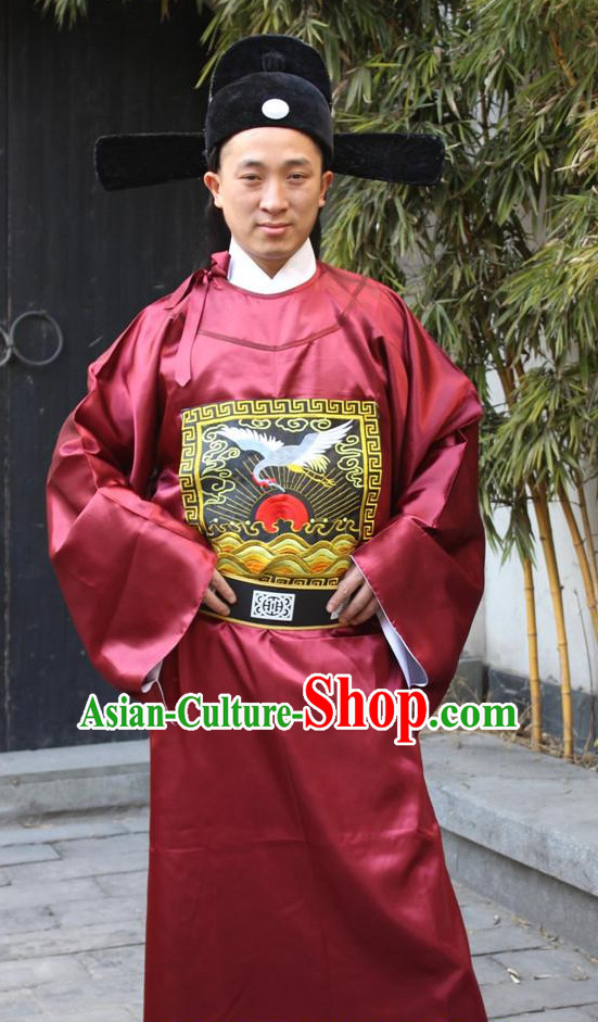 Chinese Ancient Emperor Costumes and Hat Complete Set for Men
