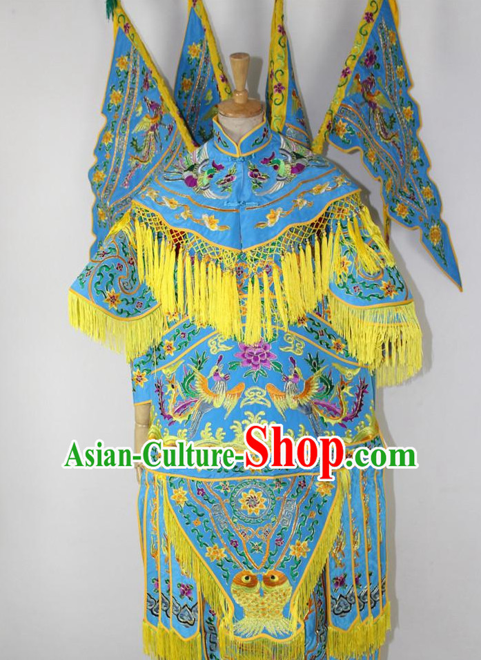 Chinese Ancient Wu Tan Costumes and Hat Complete Set for Kids