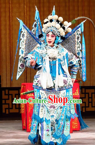 Chinese Traditonal Beijing Opera Wu Tan Costumes and Hair Accessories Complete Set