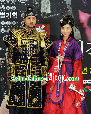 Ancient Korean Imperial General Armor Costumes and Headpieces Complete Set