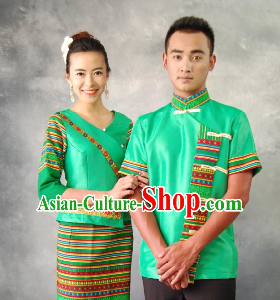 Thailand Traditional Clothing 2 Sets for Husband and Wife