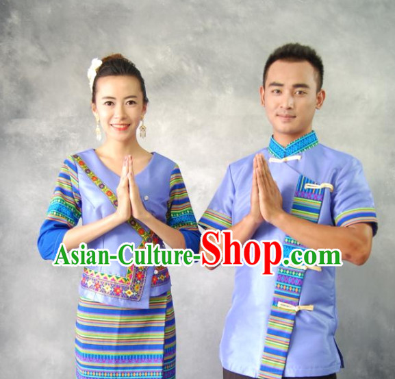 Thailand National Traditional Costumes 2 Sets for Men and Women