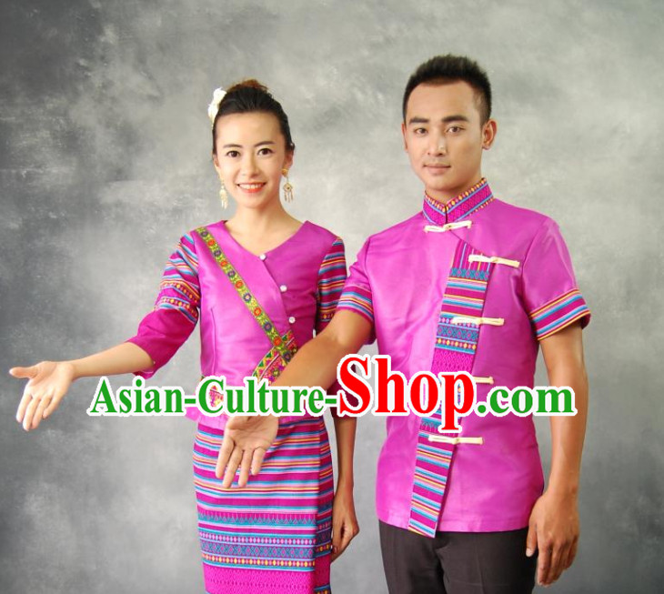 Thailand Traditional National Dresses Complete Set for Men and Women