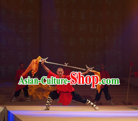 Shaolin Monk Red Blouse and Black Pants Complete Set