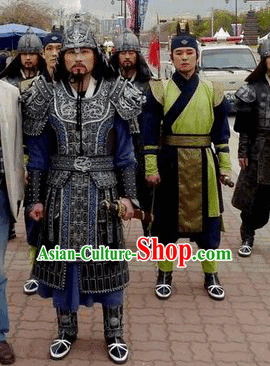 Korean Ancient General Armor Costumes and Hat Complete Set for Men