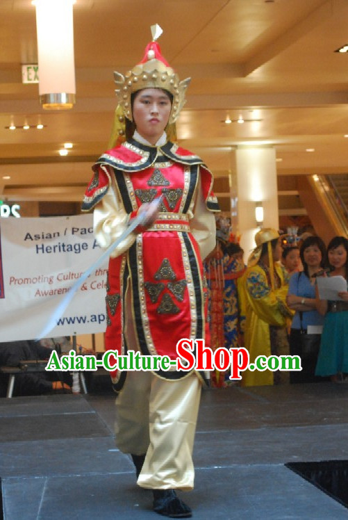 Chinese Hua Mulan Superhro Costume and Helmet Complete Set