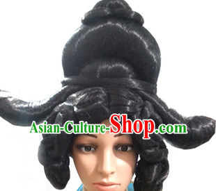 Chinese Ancient Queen Imperia Black Long Lady Hair extensions Wigs Fascinators Toupee Long Wigs Hair Pieces