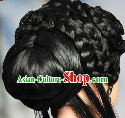 Chinese Black Wigs Tang Dynasty Lady Hair extensions Wigs Fascinators Toupee Long Wigs Hair Pieces Halloween Wigs