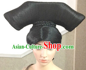 Chinese Qing Dynasty Black Long Wigs for Women