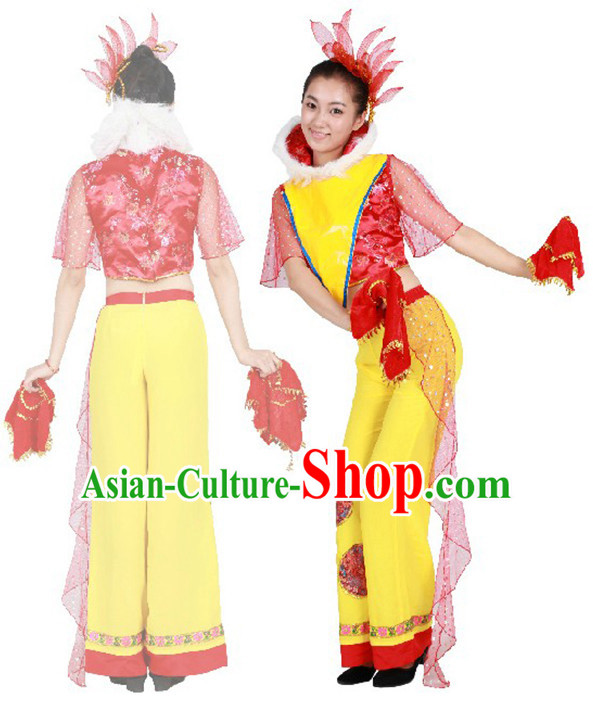 Chinese Teenagers Korean Dance Costume and Hair Decorations for Competition