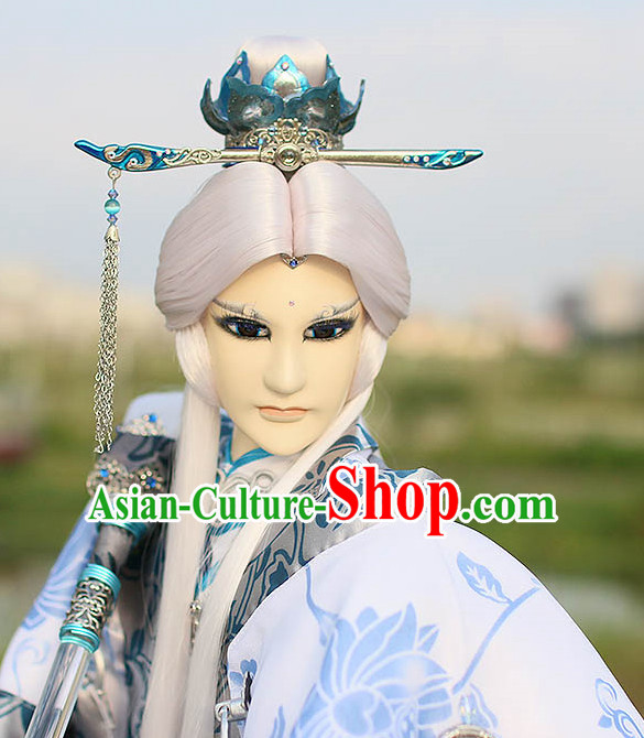 Chinese Ancient Emperor Hairstyles Hair Extensions Wigs Hair Lace Front Wigs Pieces Hair Accessories Set