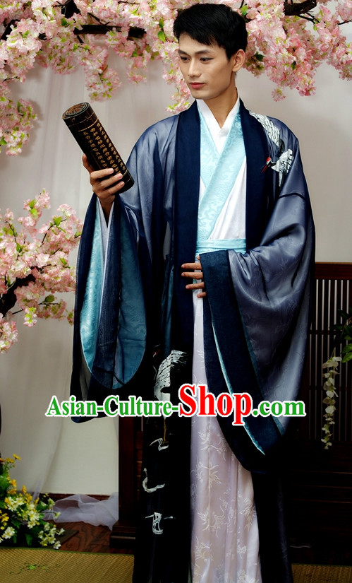 Chinese Male Crane Hanfu Costume Ancient Costume Traditional Clothing Traditiional Dress Clothing online