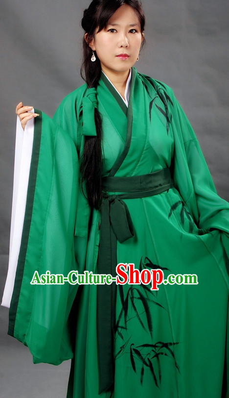 Chinese Girl Bamboo Hanfu Costume Ancient Costume Traditional Clothing Traditiional Dress Clothing online