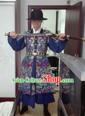 Chinese Ancient Ming Dynasty Clothes and Hat Complete Set for Men