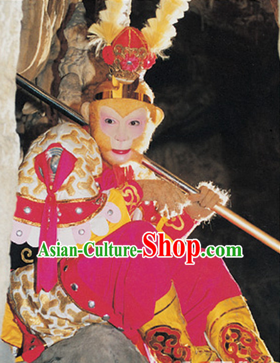 Chinese Sun Wukong Monkey King Costumes and Headpieces Complete Set