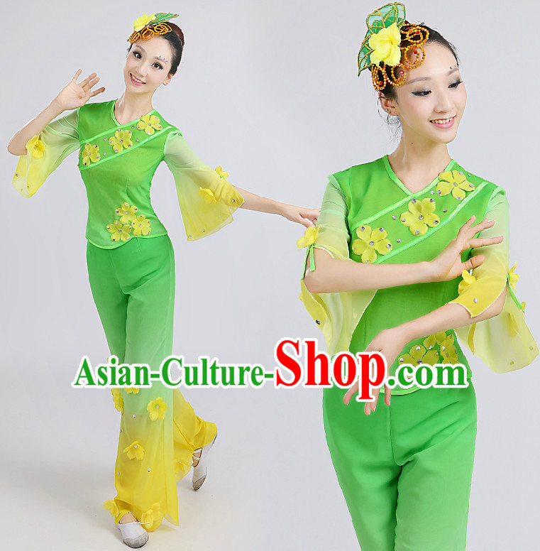 Chinese Green Dance Costumes Costume Discount Dance Costume Gymnastic Leotard Dancewear Chinese Dress Dance Wear