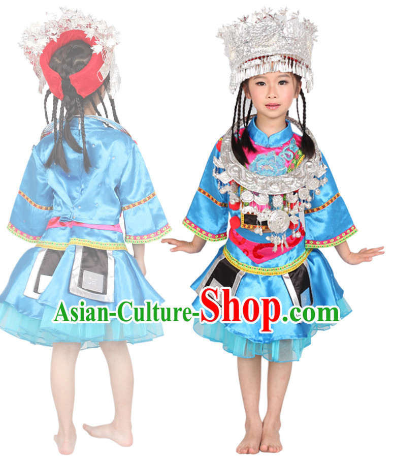 Chinese Miao Tribe Ethnic Minority Dance Costume Competition Dance Costumes for Kids