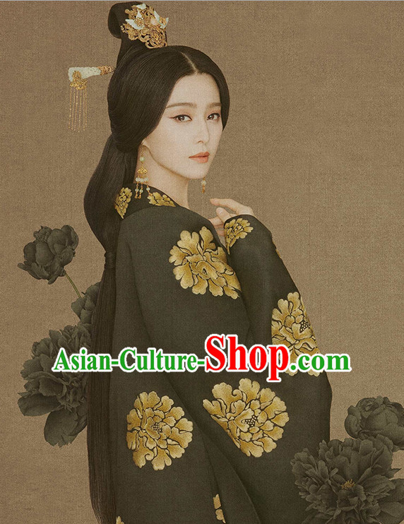 Tang Dynasty Yang Yuhuan Palace Empress Costume and Hair Accessories Complete Set