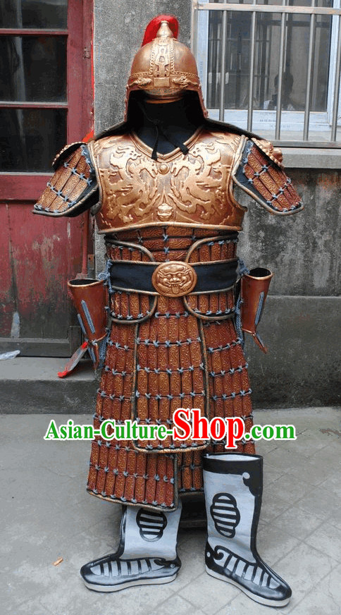 Ancient Asian Big Hero Armor Fighter Costume and Hat Full Set