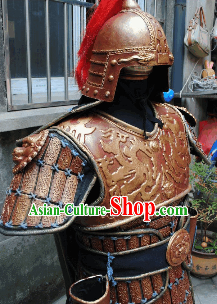 Ancient Asian Big Hero Armor Fighter Costume and Hat Full Set