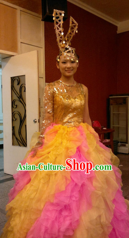 Chinese Stage Group Celebration Dance Costumes Dancewear
