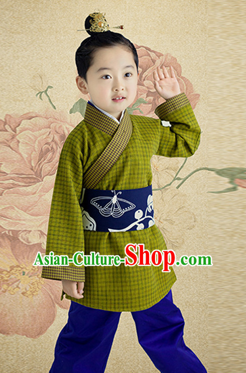 Ancient Chinese Han Dynasty Costumes and Hair Jewelry Complete Set for Boys