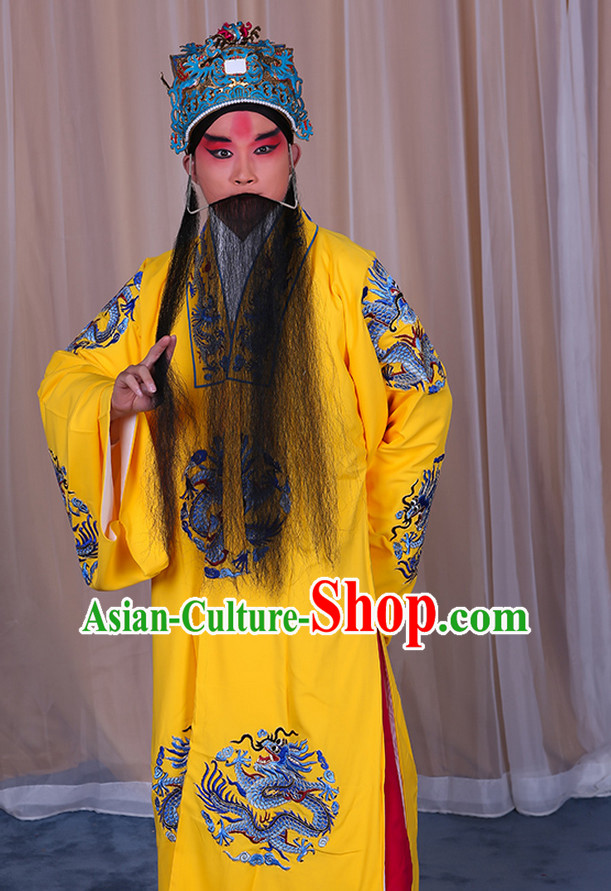 Ancient Chinese Beijing Opera Costumes Peking Opera Emperor Costume and Hat Complete Set for Men